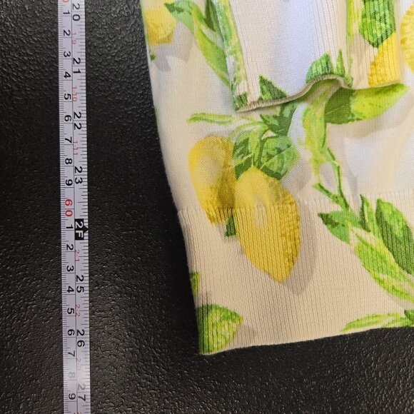 Talbots Lemon Fruit Print Button Cardigan Sweater Preppy Summer Cream M - Picture 8 of 8